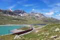 The Swiss mountain train Bernina Express crossed Alps Royalty Free Stock Photo