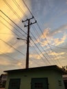 Photo of an electric pole at dusk Royalty Free Stock Photo