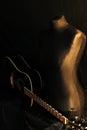 black gitar on black background