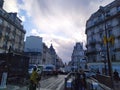 The foule people and cars in paris