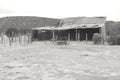 Monochrome view of an old hog barn Royalty Free Stock Photo