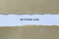 we found love on white paper Royalty Free Stock Photo