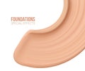 Foundation beige liquid .Cosmetic make up. Stroke. smudges range of colors on white background.transparent. Beige Royalty Free Stock Photo