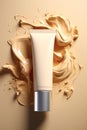 Foundation bottle with liquid foundation. Advertising of foundation cream, concealer, base, BB cream