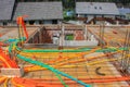 Foundation construction with yellow, orange, pvc tubes Royalty Free Stock Photo