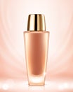 Foundation container mockup, cosmetic bottle package. Foundation beige liquid. Cosmetic makeup.