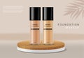 Foundation cosmetics vector realistic. Skin care bottles label design. product placement mock ups
