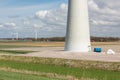 Foundation of a huge wind turbine in farmland of the Netherlands