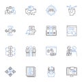 Foundation line icons collection. Base, Bedrock, Support, Groundwork, Establishment, Infrastructures, Framework vector Royalty Free Stock Photo