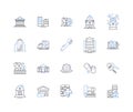 Foundation line icons collection. Substructure, Base, Footing, Structure, Underpinning, Bedrock, Groundwork vector and