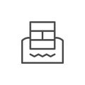 Foundation line outline icon and soil concept