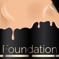 Foundation liquid texture, creamy skin tone foundation vector illustration close up look on black background