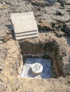 Foundation pile concrete in square pit. Cement sheet prpare for use