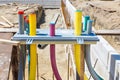 Foundation with pipelines on building site Royalty Free Stock Photo