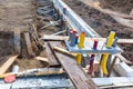 Foundation with pipes on construction site Royalty Free Stock Photo