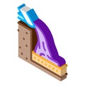Foundation pouring isometric icon vector illustration Royalty Free Stock Photo
