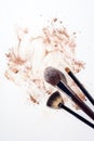 Foundation smears and makeup brushes