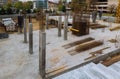 foundation steel for home building construction of an apartment house