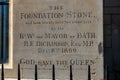 Foundation stone for the construction of The Empire hotel, Bath, England