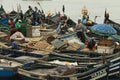 Fishing boats and nets in Agadir Royalty Free Stock Photo