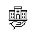 Black line icon for Founded, building and apartment