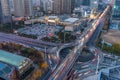 Night view of Liaoning industrial exhibition hall and overpass