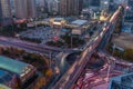 Night view of Liaoning industrial exhibition hall and overpass