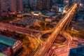 Night view of Liaoning industrial exhibition hall and overpass