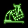foundry aluminium production neon glow icon illustration