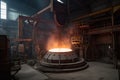 foundry with giant furnace and blower for casting metal parts