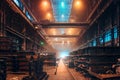 Foundry interior, heavy metallurgical industry, steel foundry manufacturing production workshop, industrial background