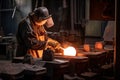 foundry worker, casting metal ingots into various shapes and sizes