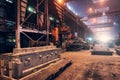 Foundry workshop interior. Typical metallurgical plant. Heavy industry background