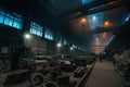 Foundry workshop interior. Typical metallurgical plant. Heavy industry background