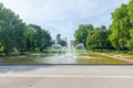 Fountain in Adam Mickiewicz park. Royalty Free Stock Photo