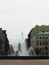 Fountain in Alexander garden not far from the Admiralty, Saint-Petersburg, Russia. View to Gorokhovaya street.