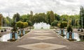 Fountain alley and a small square in the middle of Battersea park, London, England