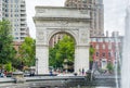 Fountain and arch at Washington Square Park, in Greenwich Village, Manhattan, New York City Royalty Free Stock Photo