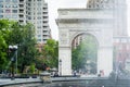 Fountain and arch at Washington Square Park, in Greenwich Village, Manhattan, New York City Royalty Free Stock Photo