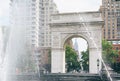 Fountain and arch at Washington Square Park, in Greenwich Village, Manhattan, New York City Royalty Free Stock Photo