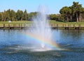 Fountain in the artificial pond. Royalty Free Stock Photo