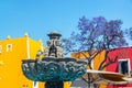 Fountain in Colorful Puebla Royalty Free Stock Photo