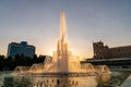 Fountain in Baku National Seaside Park in front of the parliament building in the evening, Azerbaijan Royalty Free Stock Photo