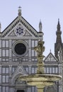 Fountain and The Basilica of Santa Croce in Florence, Italy
