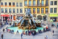 The fountain bathoridi of the terreux square, Lyon old town, France Royalty Free Stock Photo