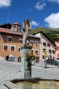 Fountain with Bear - Zuoz Engadine Switzerland Royalty Free Stock Photo