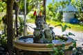 A fountain with beautiful fake birds