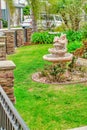 Fountain on a beautifully landscaped garden of home in Long Beach California Royalty Free Stock Photo