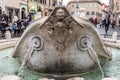 Fountain of the Boat Fontana della Barcaccia on Spanish square Piazza di Spagna in  Rome, Italy Royalty Free Stock Photo