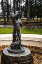 Fountain with a boy sculpture and ducks, Baldone, Latvia